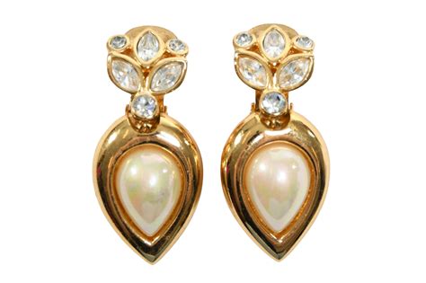 dior black pearl earrings|christian dior vintage pearl earrings.